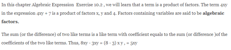 NCERT Solutions Class 7 Maths Chapter 10 Algebraic Expressions Exercise ...