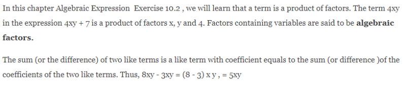 NCERT Solutions Class 7 Maths Chapter 10 Algebraic Expressions  Exercise 10.2