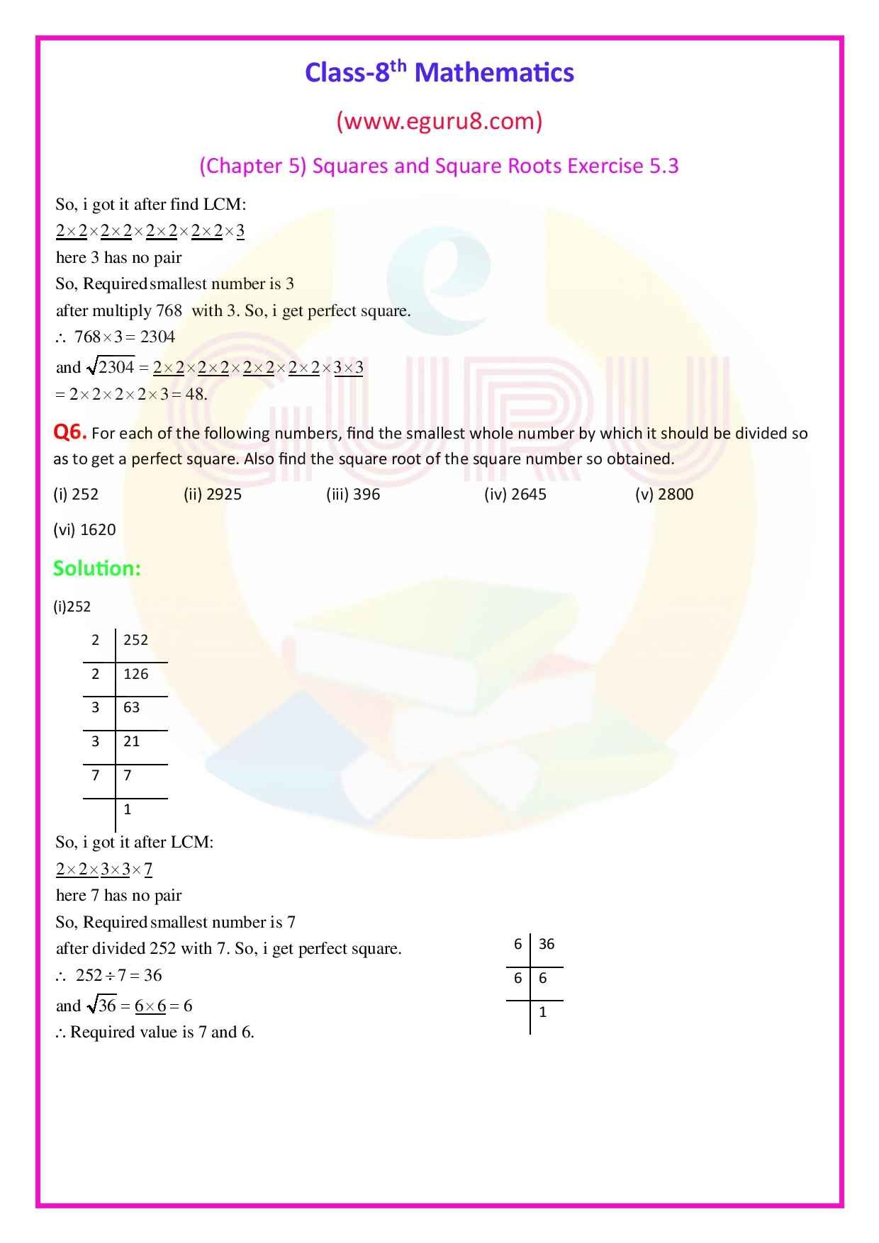 NCERT Solutions Class 8 Maths Chapter 5 Exercise 5.3. Q.6 Solutions